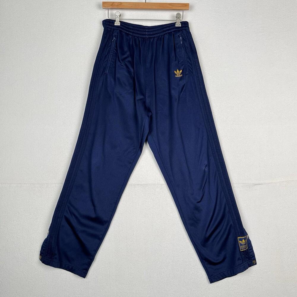 Vintage Adidas Sweatpants Men’s L Navy Gold Logo Tearaway Snap‎ Track Pants